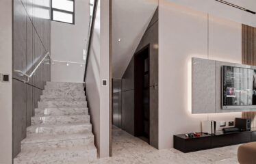 The stairway of a living room in a 3 bedroom house for sale at Regimanuel Satellite City Adenta in Accra.